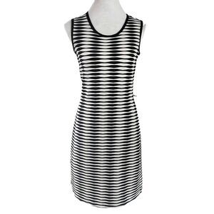 Beige by eci Dress Sheath Stretch Sleeveless Womens Size 4 Black White Striped